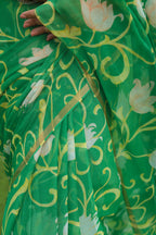 Chiffon Saree with Printed, Zari border work.
